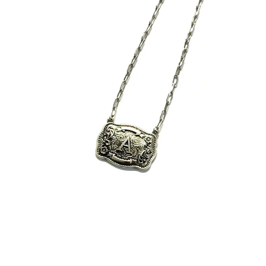 Western Belt Buckle Initial Necklace