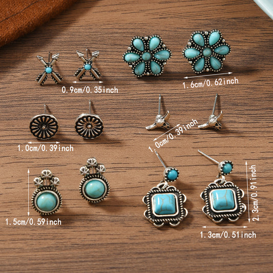 Boho Cowgirl Turquoise Stud Earrings