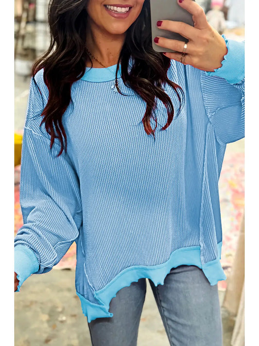Sweetheart Blue Distressed Sweater