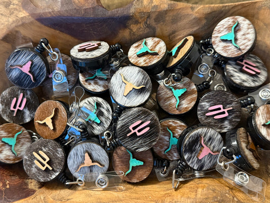 Cowhide Badge Reel